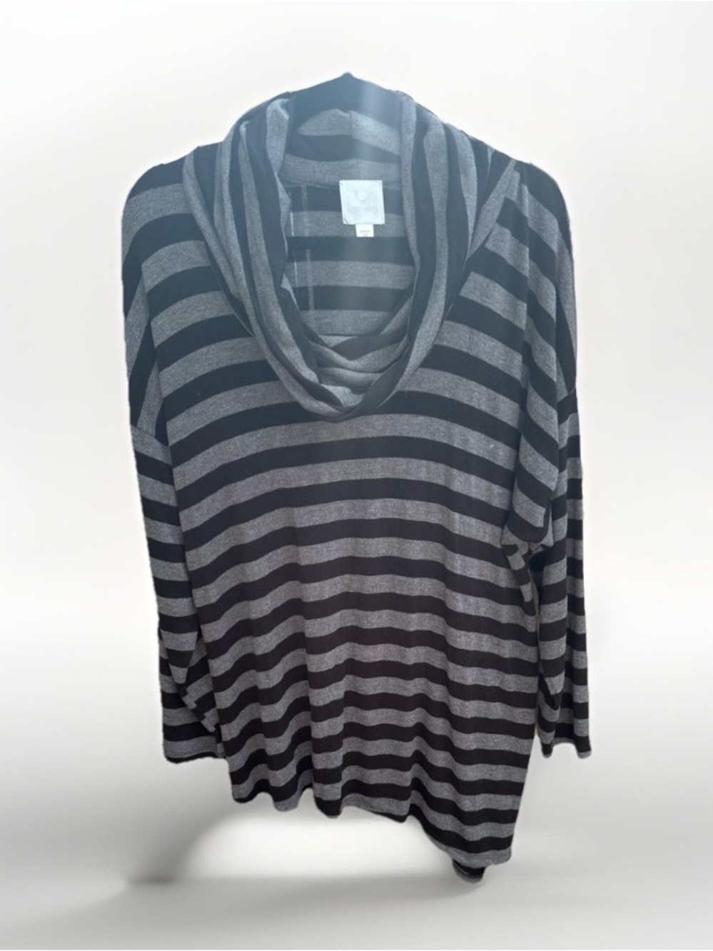 Sunday Brand Womens Size 2X Knit Pullover Cowl Neck Shirt Top Black And Grey - Picture 3 of 5